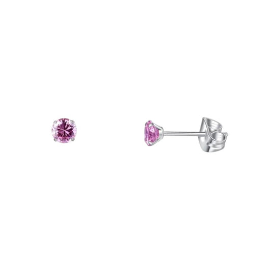 Titanium Earrings With Pink Zirconia