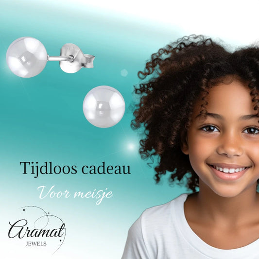 Earrings – Silver Pearl Light Gray (6mm)