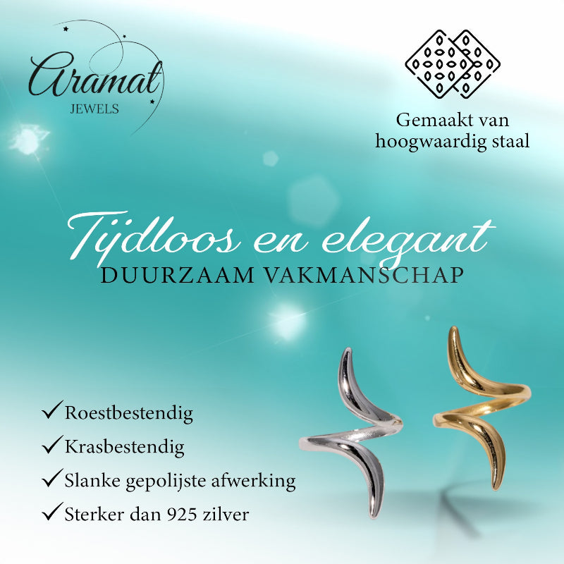 Grote Brede One Size Ring RVS met Lijnen Design (32 mm)