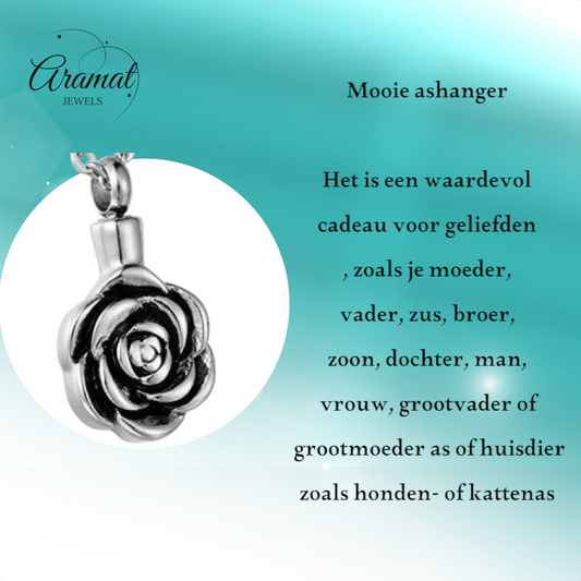 Silver-colored rose pendant - stainless steel memorial jewelry