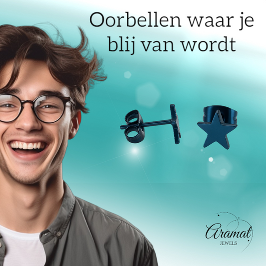 Star stud earrings blue stainless steel – 8mm striking