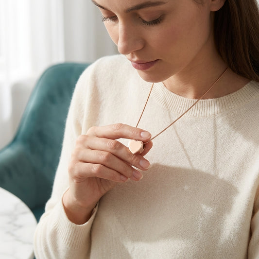 Pendentif cœur en frêne rose – acier inoxydable 13 mm