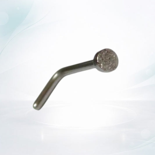Aramat Jewels silver-tone steel L-shaped nose piercing with a 2mm sandblasted round end.
