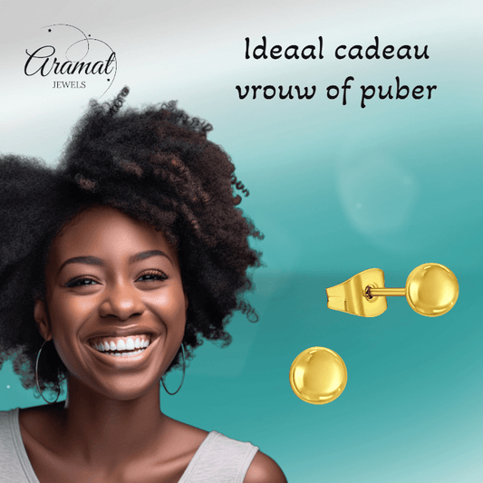 Bolletjes oorbellen – Goudkleur – 4mm - oor1007 - xe5558 - Oorbellen kopen# - 4mm - alles - bolletjes