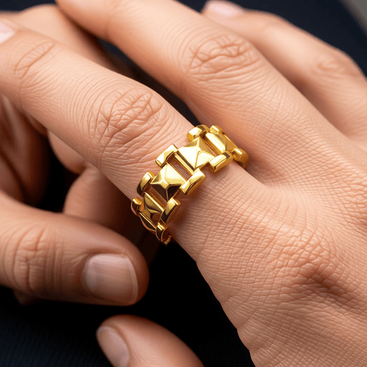 Brede One Size Schakelring van RVS - Goudkleurig of Zilver (9 mm) - Aramat Jewels - Ringen - cadeautip