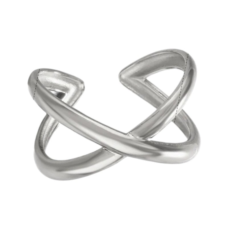 Damesring Verstelbaar β Open Gekruisde Ring β One Size - ring330 - 76739 - Ringen kopen# - Zilverkleur - alles - boho