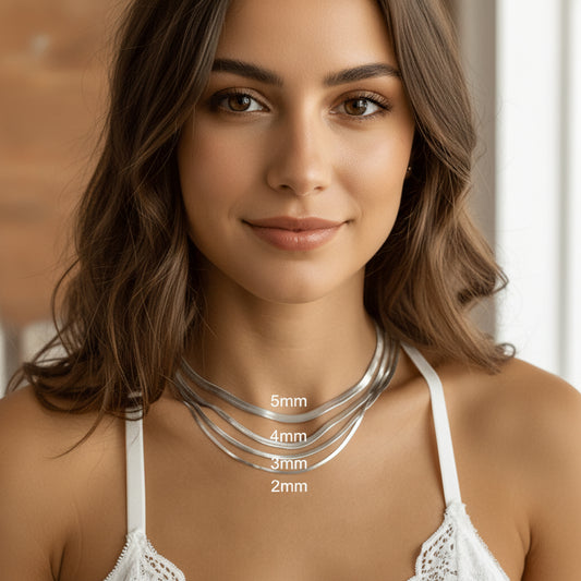 Chaîne serpent plate en acier inoxydable argenté 45 cm 2 mm - Chaîne serpent élégante