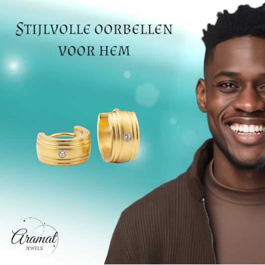 Huggies – Acier inoxydable couleur or avec pierre en zircone (13x7mm)