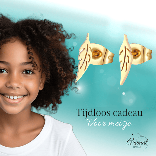 Goudkleurige blad oorstuds 10×2 mm - oor347 - Oorbellen kopen# - 10mm - alles - blad