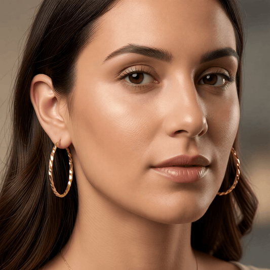 Goudkleurige RVS Swirl Hoepeloorbellen - 30 mm - Aramat Jewels - Oorbellen - cadeautip