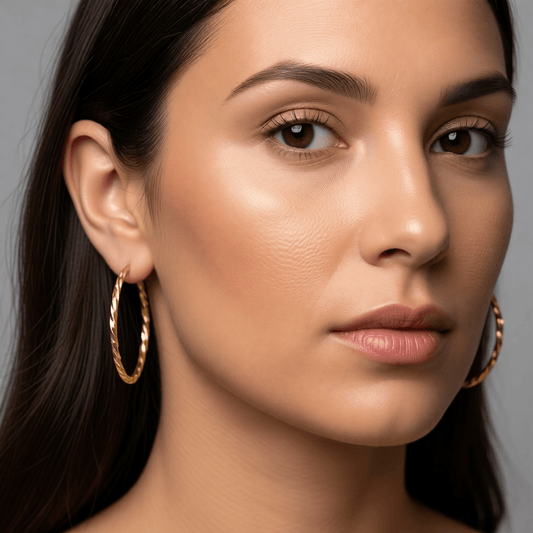 Goudkleurige RVS Swirl Hoepeloorbellen - 35 mm - Aramat Jewels - Oorbellen - cadeautip