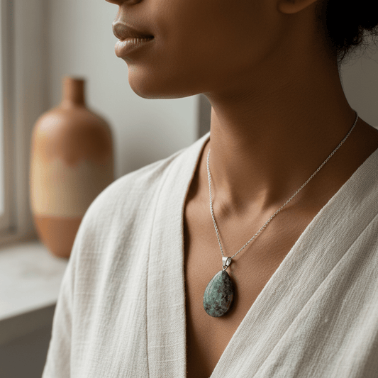 Groene Zoisiet Druppel Hanger natuursteen - Aramat Jewels - Hangers - cadeautip