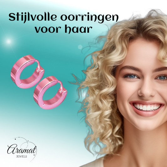 Earrings – Stainless Steel Pink Gloss (14mm)