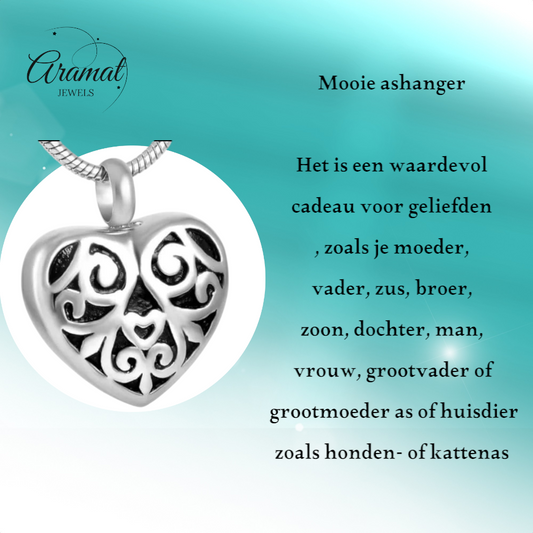 Steel ash heart with black enamel decoration