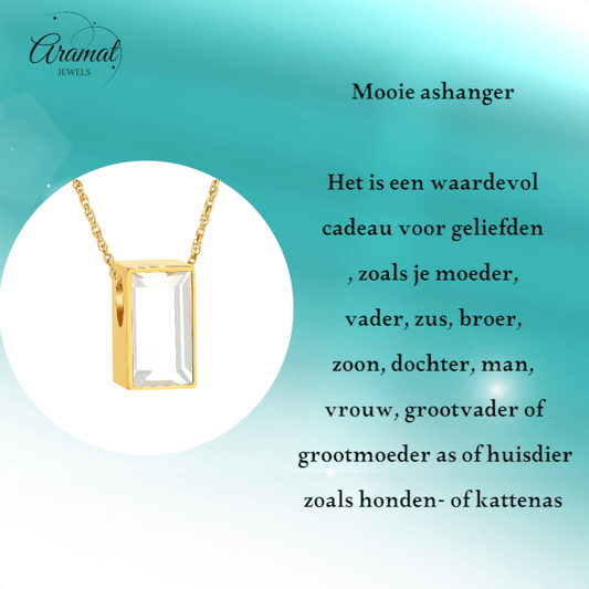 Kleine Ashanger Rechthoek met Zirkonia - Goudkleur - hang1469 - IJD33011 - Gedenkhangers kopen# - 11mm - alles - ashangers