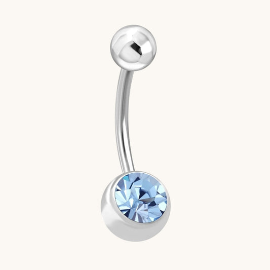Luxurious Steel Navel Piercing with Blue Zirconia