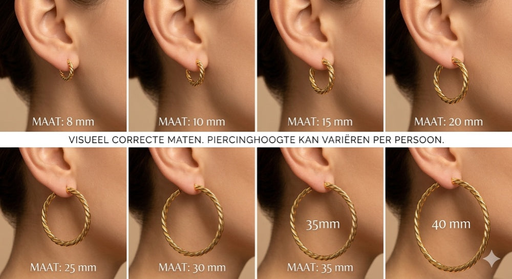 Goudkleurige RVS Wokkeloorringen Gedraaid - 20 mm