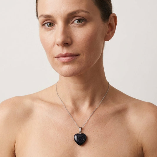 natuursteenhanger hartje Zandsteen blauw - Aramat Jewels - Hangers - cadeautip