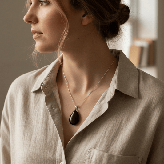 Obsidiaan Druppel Hanger natuursteen - Aramat Jewels - Hangers - cadeautip