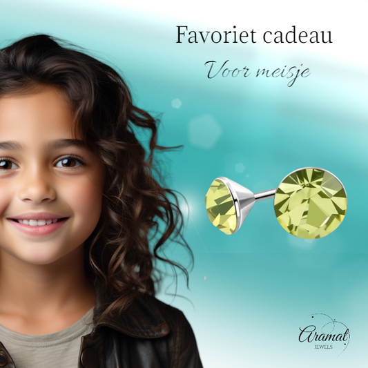 Light Green Mini Crystal Earrings – 3mm – Stainless Steel