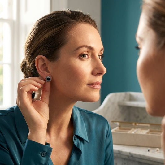 Oorstekers – 925 Zilver Bali Oorbellen Vierkant Zwart Emaille 6mm Geoxideerd - Aramat Jewels - Oorbellen - cadeautip