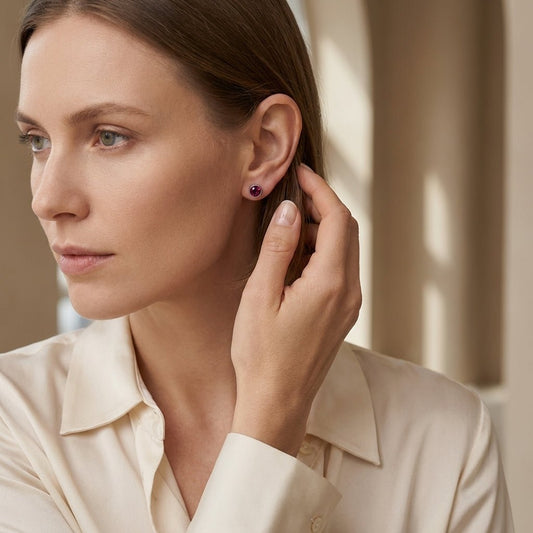 Oorstuds – Staal Kristal Paars Zilverkleur (5mm) - Aramat Jewels - Oorbellen - cadeautip