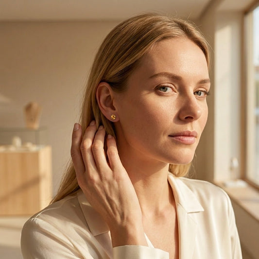 Oorstuds – Staal Kristal Topaas Bruin Zilverkleur (5mm) - Aramat Jewels - Oorbellen - cadeautip