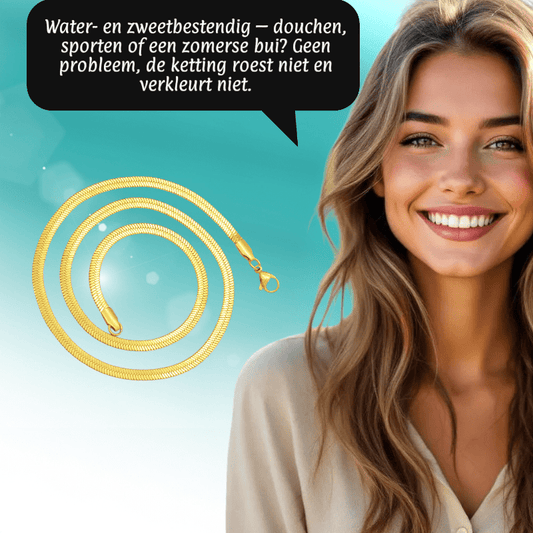 Platte Slangenketting Goudkleurig Staal - Aramat Jewels - RVS Sieraden - Halskettingen - cadeautip