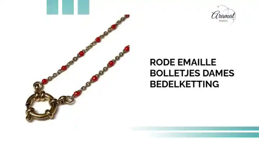 Rode Emaille Bolletjes Dames bedelketting by@Outfy