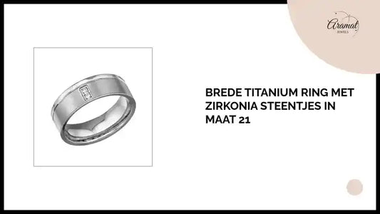 Brede Titanium Ring met Zirkonia Steentjes in Maat 21 by@Outfy