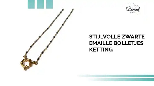 Stijlvolle Zwarte Emaille Bolletjes Ketting by@Outfy