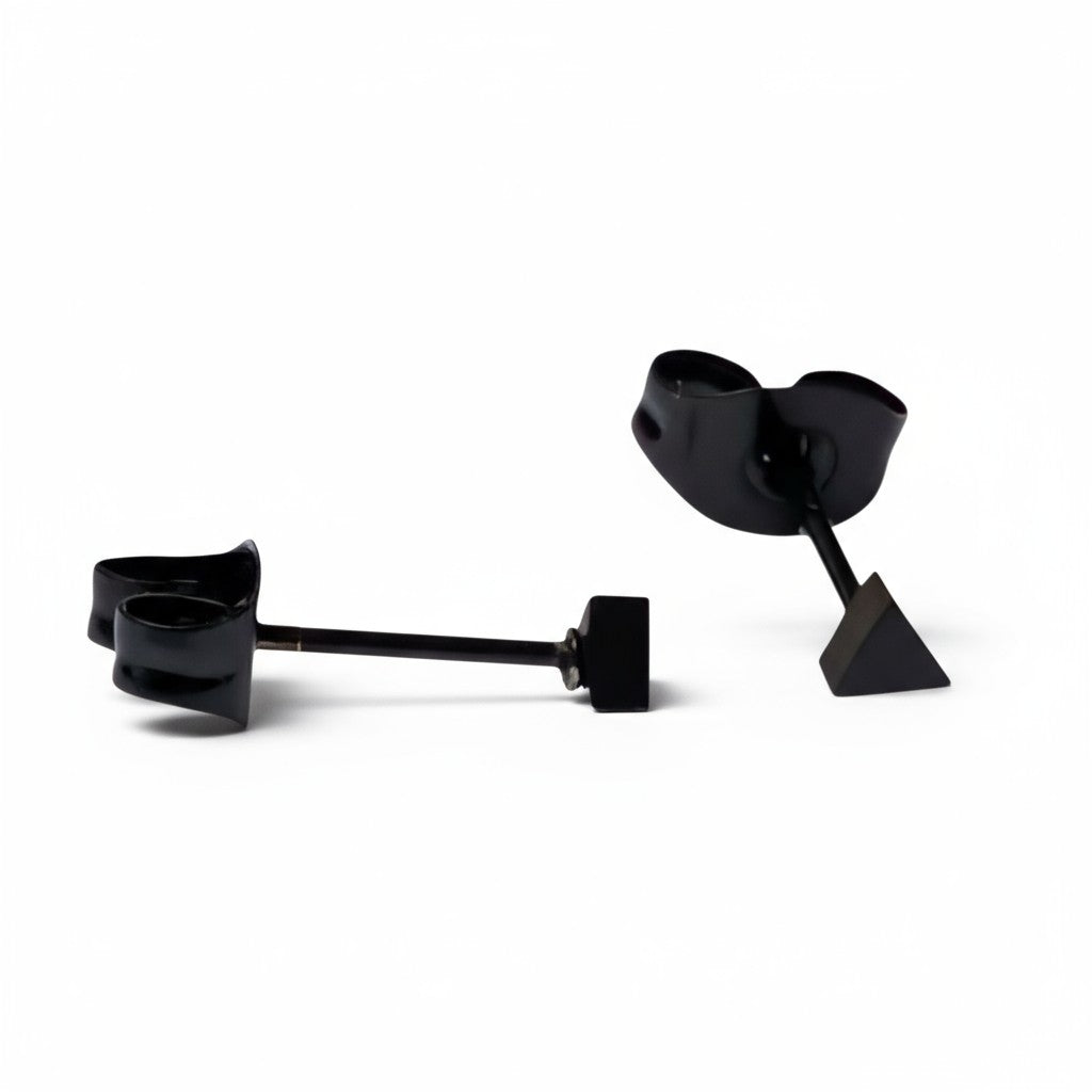 Steel Triangle Earrings Black – 3mm