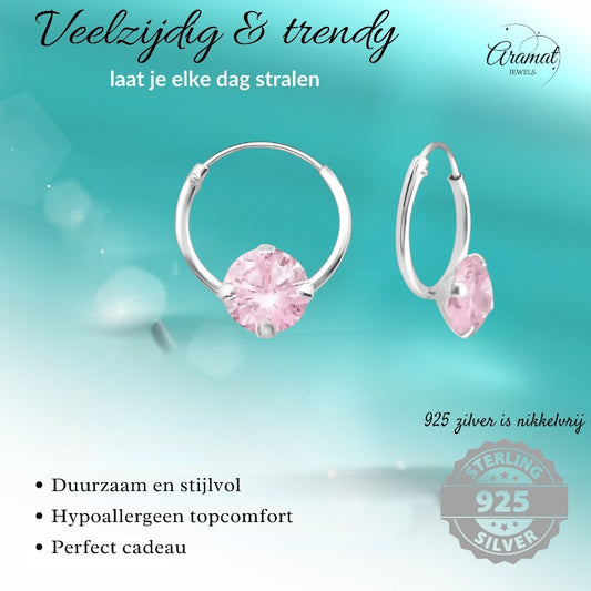 Pink Zirconia Earrings Child