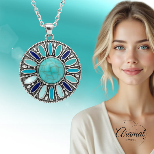 Boho Necklace with Round Pendant