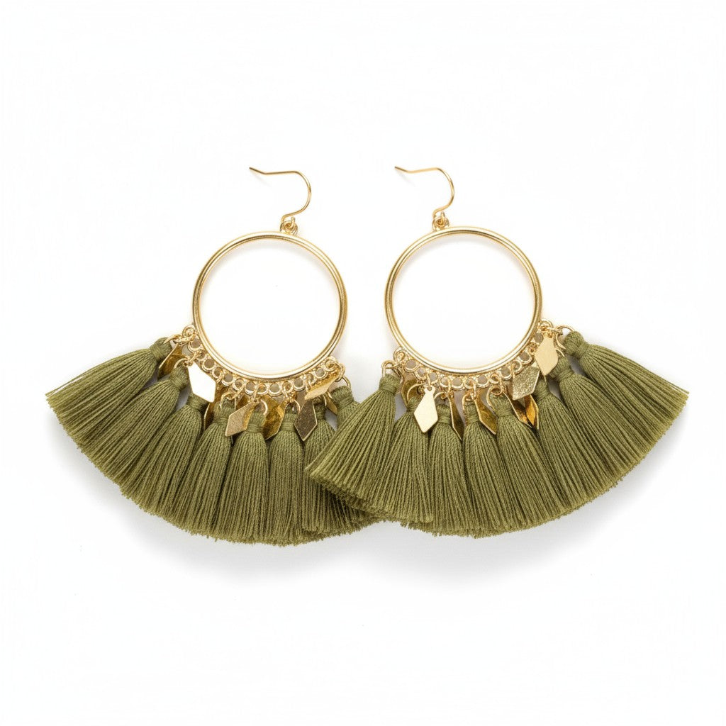 Tassel Earrings with Diamond Charms