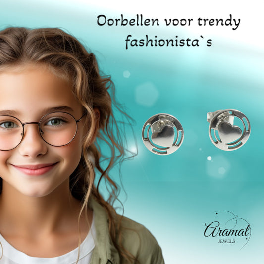 Steel Heart Earrings Silver Color 9mm Steel