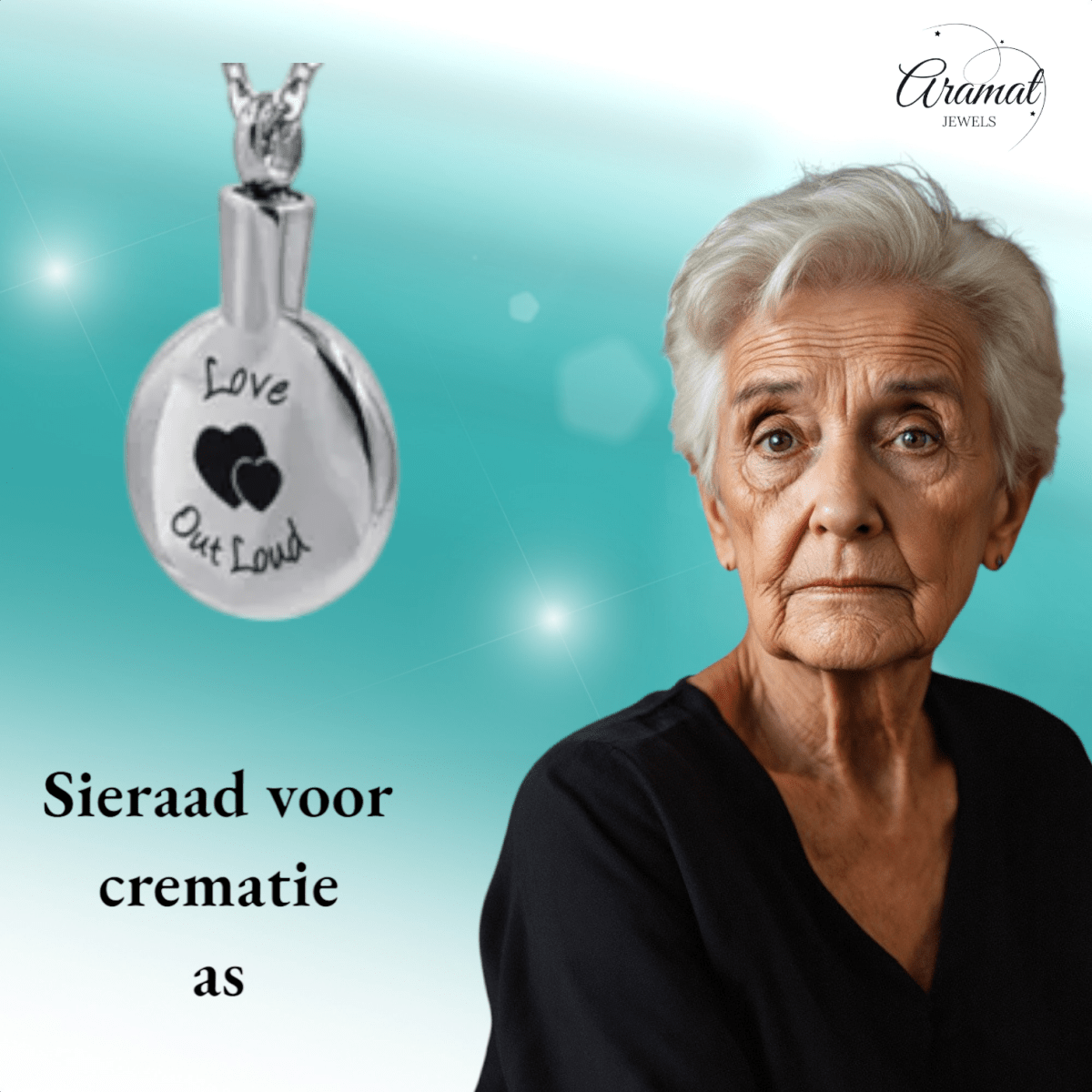 Ronde ashanger met hartjes – Love out loud - Aramat Jewels - Gedenkhangers - cadeautip