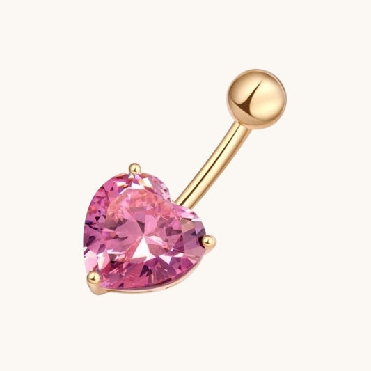 Pink Heart Navel Piercing with Zirconia