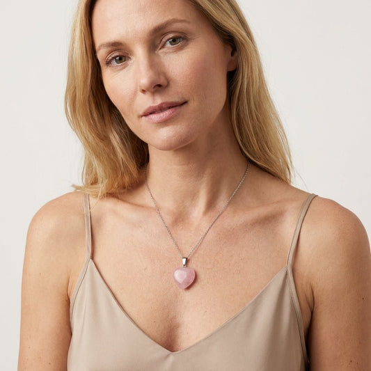 Roze Kwarts Hartjes Hangernatuursteen - Aramat Jewels - Hangers - cadeautip