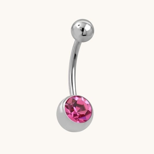 Pink Zirconia Steel Navel Piercing with Stone