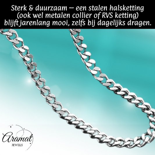 Steel Curb Gourmet Necklace Silver-Colored