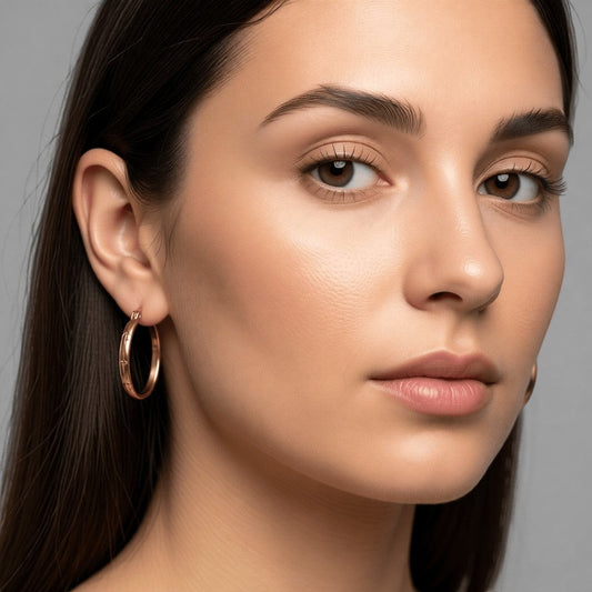 RVS Oorringen met Ankermotief RosΓ©goudkleur 20mm - Aramat Jewels - Oorringen - cadeautip