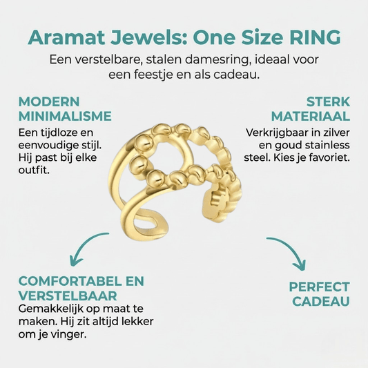 RVS Verstelbare Ring - Geknoopt Dot Motief - One Size - Aramat Jewels - Ringen - cadeautip
