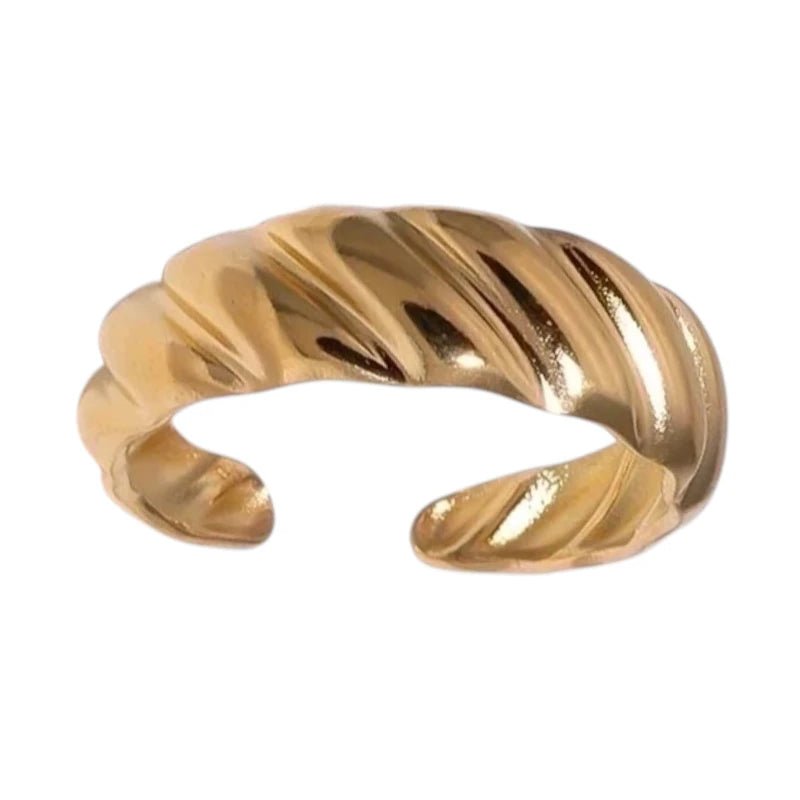 RVS Verstelbare Ring β Schuine Lijnen Motief β One Size - ring331 - 73904 - Ringen kopen# - Goudkleur - alles - cadeau
