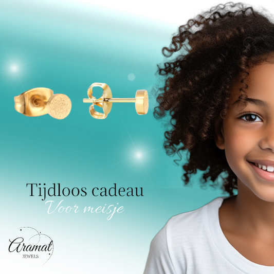 Matte Gold-Colored Stainless Steel Stud Earrings 4mm - Minimalist Studs