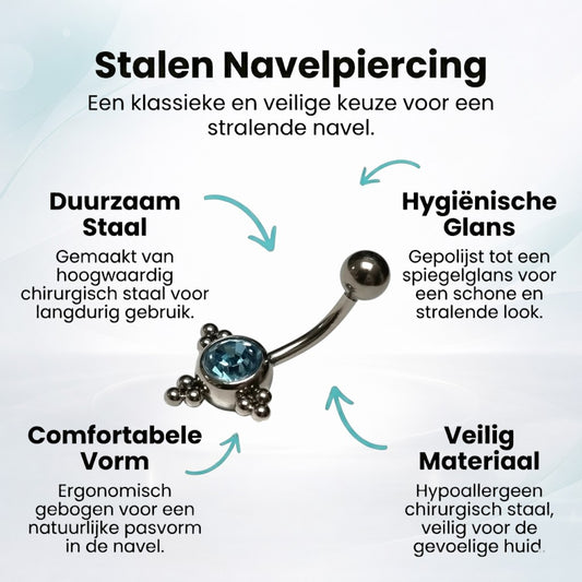Steel Navel Piercing Eline Aqua Blue