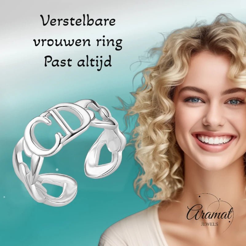 Stalen Verstelbare Open Ring - CD & Schakels - One Size - ring258 - 2983 - Ringen kopen