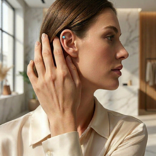 Tragus Helix Piercing – Roségoud – Multicolor Zirkonia - Aramat Jewels - Piercings - cadeautip