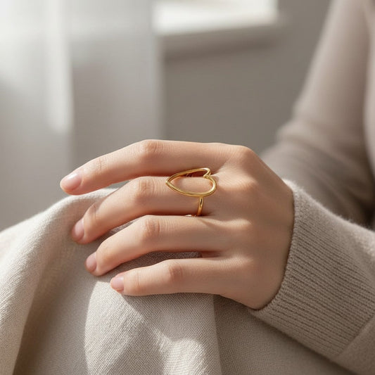 Verstelbare Ring met Groot Open Hart 26mm - Stainless Steel - Aramat Jewels - Ringen - cadeautip