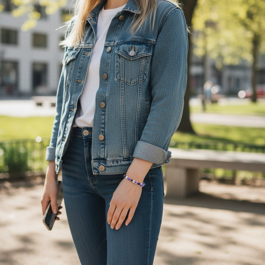 Purple Striped Agate Bracelet